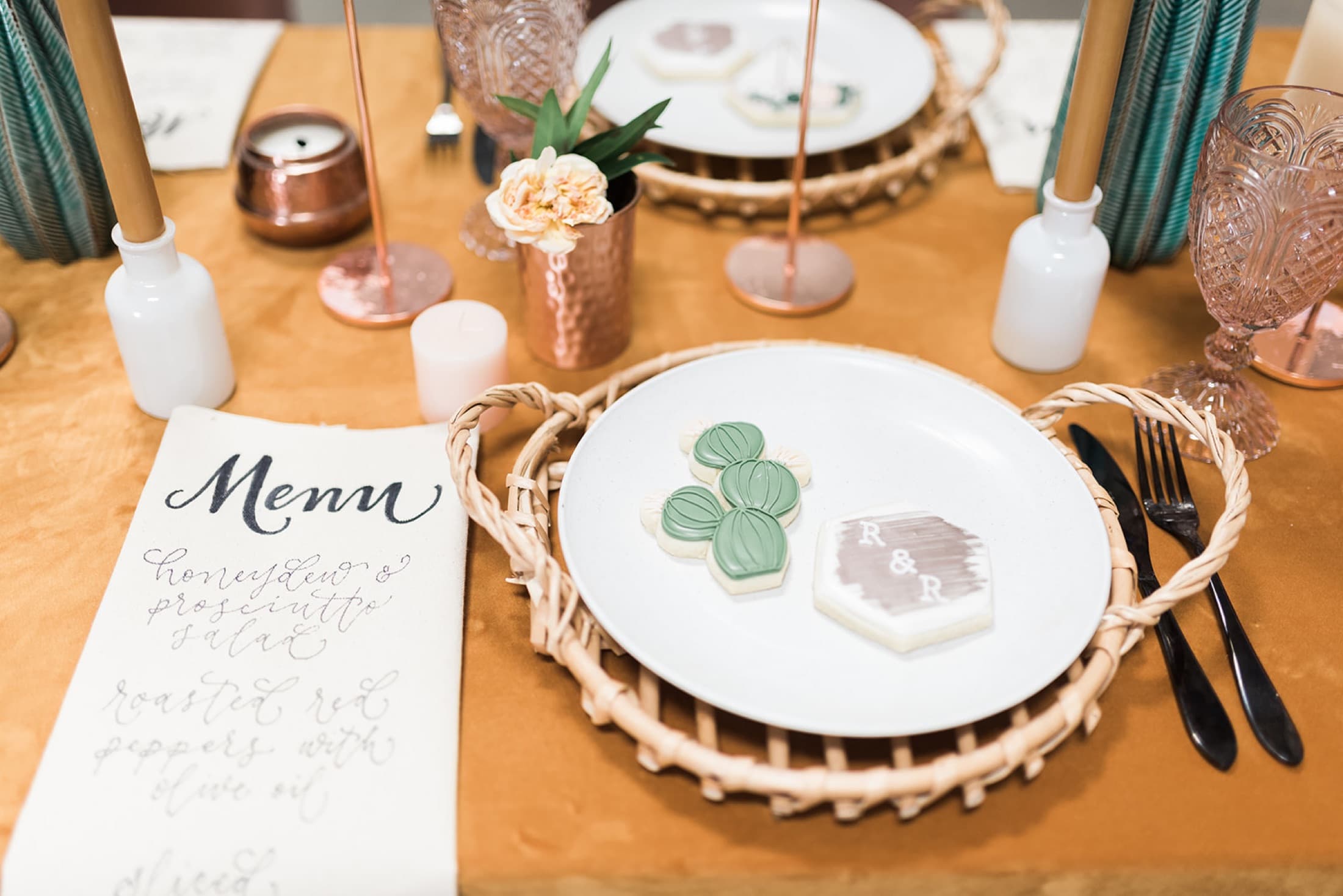 Place setting with handwritten menu